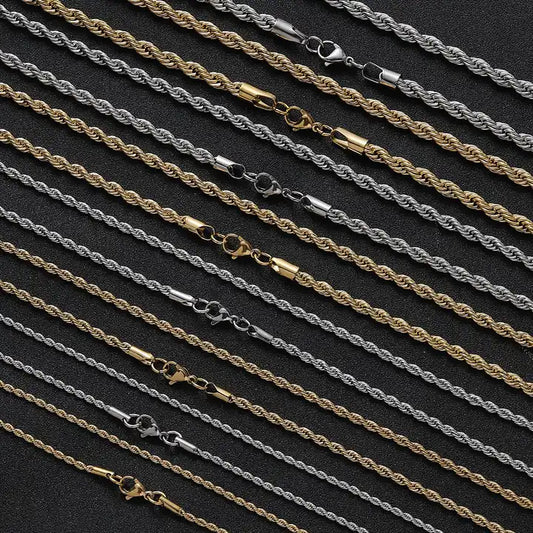 Chaine Corde en Acier 6mm + Bracelet Corde en Acier 6mm