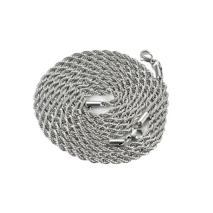 Chaine Corde en Acier 6mm + Bracelet Corde en Acier 6mm